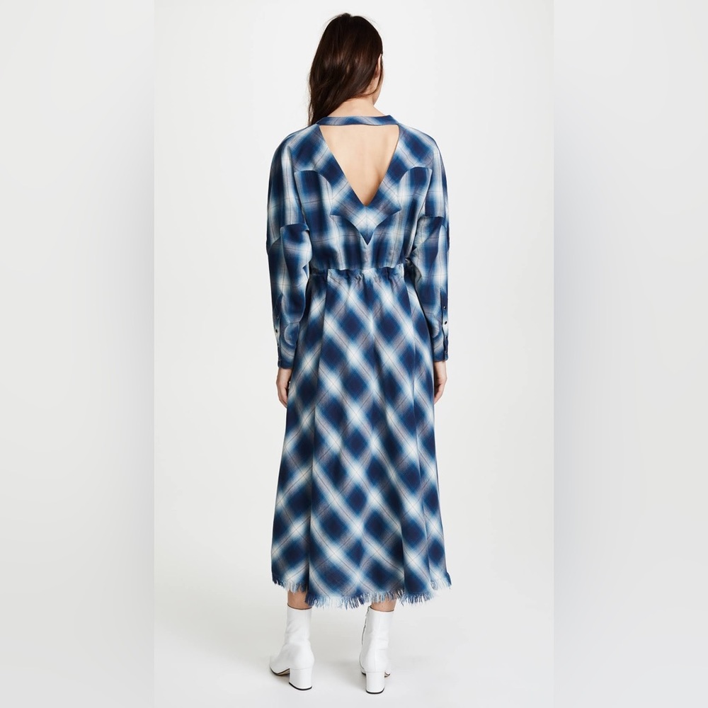 NWT Jonathan Simkhai Washed Plaid Diamond Western Midi Dress 0 - Picture 3 of 5